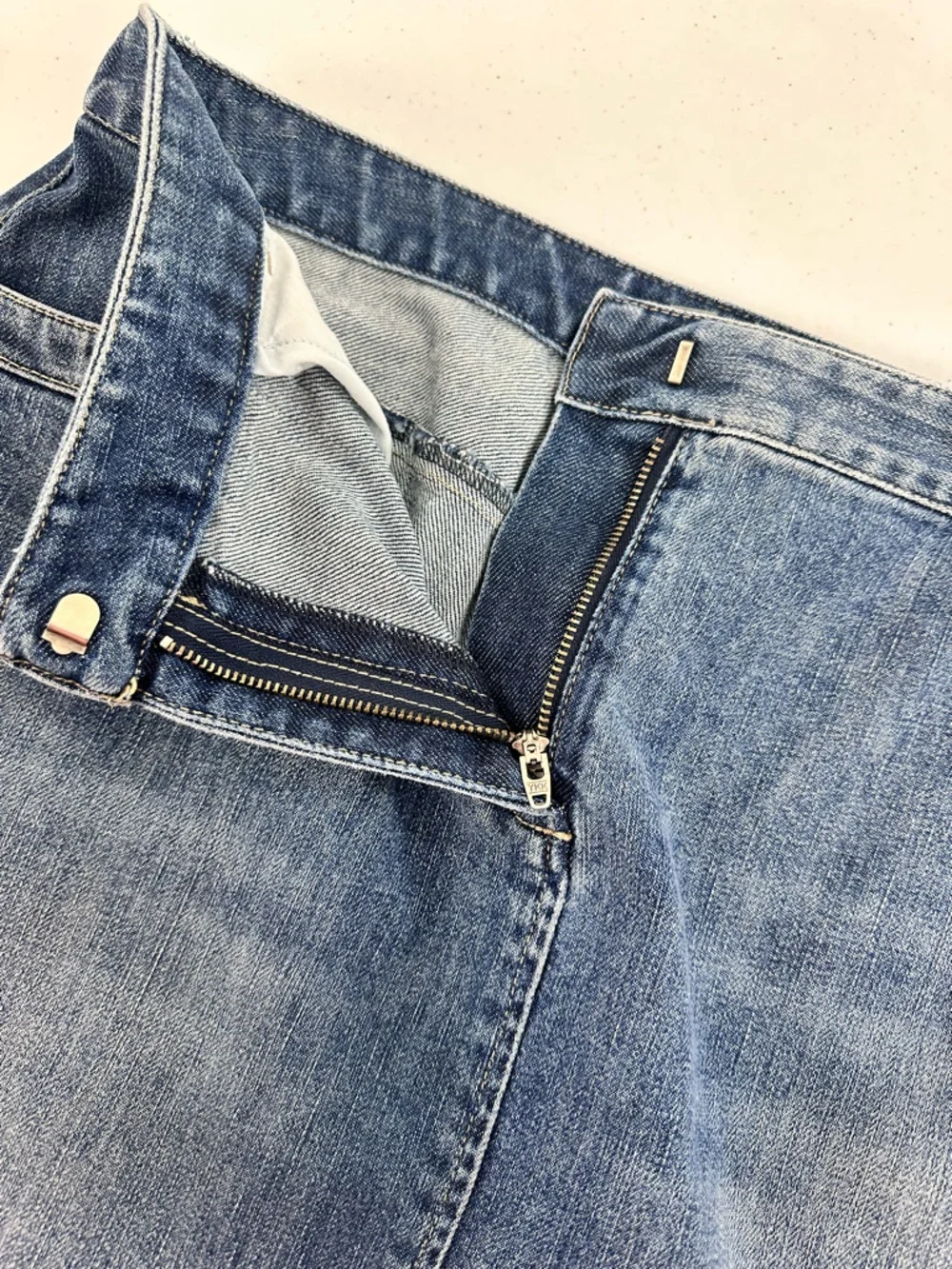 J Jill Denim Midi Skirt Front Slit Stretch Straight Casual Classic Modest 10 - Picture 8 of 14